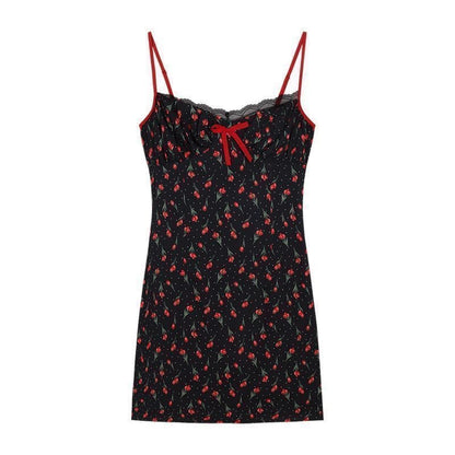 Plus Size Fat mm French Sweet Sexy Sweet Contrasting Suspender Skirt Women's Summer Red Cardigan + Floral Skirt Two-Piece Set