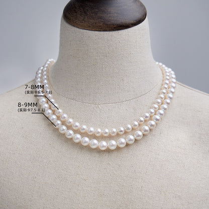 8-9 nearly round bright pearl necklace natural freshwater pearl necklace women send mother holiday gift box