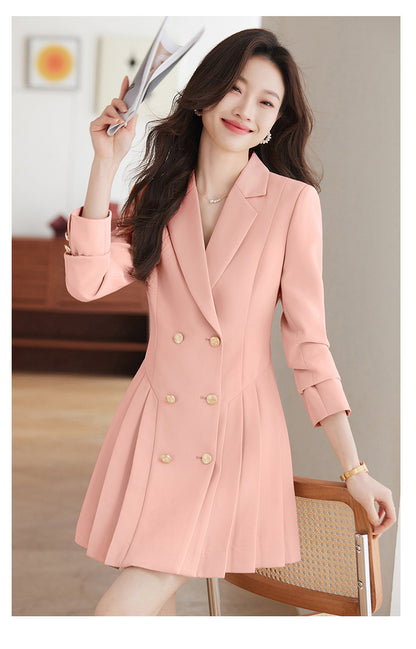 French Hepburn Style Small Black Dress High Sense High Cold Royal Sister Fried Street Small Fragrance Style Pleated Professional Suit dress Summer
