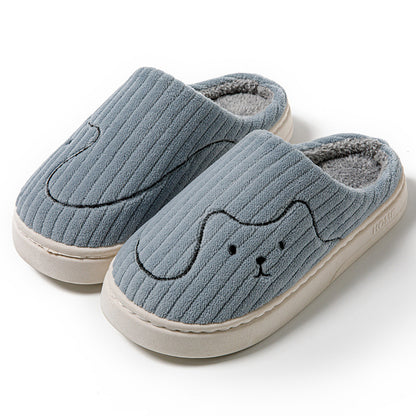 Cotton Slippers for Women to Wear Outside in Winter New Style Indoor Home Thick-Soled Non-Slip Plush Warm Couple Slippers for Men at Home