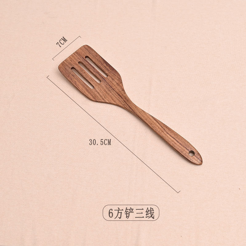 Paint-free Wax-free Wooden Cooking Spoon Shovel suit Kitchenware Long Handle Non-stick Pan Stir-frying Shovel Wooden Acacia Soup Spoon