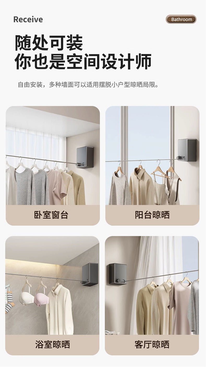 Invisible Clothesline Clothes Artifact Rope Indoor Punch-free Toilet Invisible Telescopic Balcony Rack