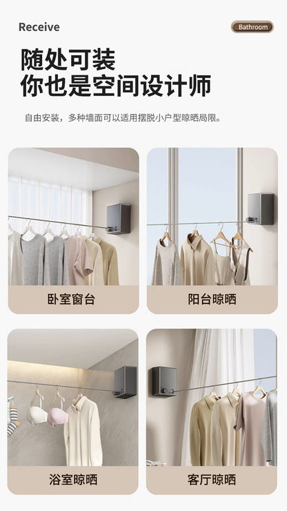 Invisible Clothesline Clothes Artifact Rope Indoor Punch-free Toilet Invisible Telescopic Balcony Rack