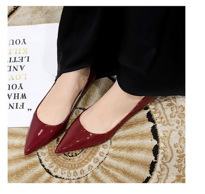 Patent Leather Women Flats Lady Sexy Evening Party Slip On Flat Shoes Women Sharp Pointed Low Heel Shoes Leisure Female Shoes
