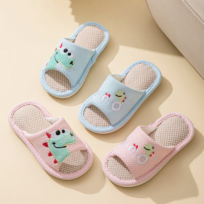 Small Dinosaur Boys and Girls Baby Open Toe Thickened Non-slip Pvc Summer Linen Sandals