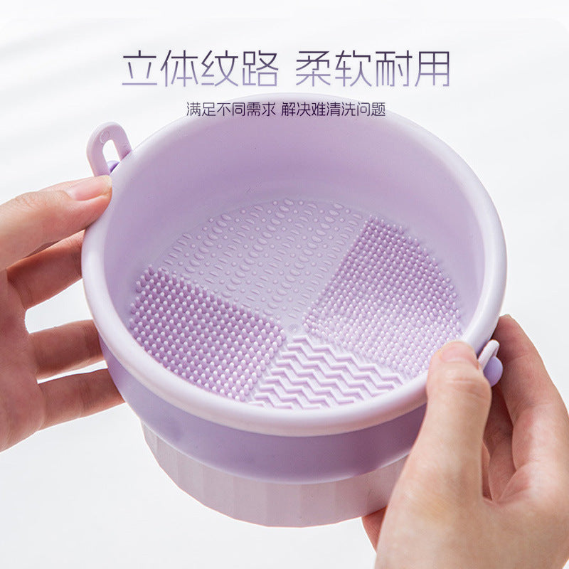Makeup Brush Cleaning Bowl Cleaning Box Silicone Beauty Egg Cleaning Set Scrubbing Bowl Storage Rack Drying Tool Set