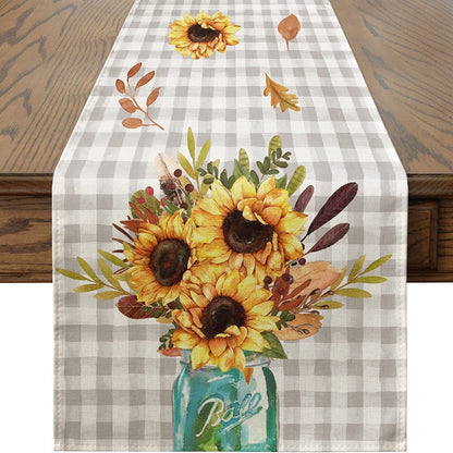 Linen Table Runner Pastoral Flower Lemon Summer Home Dining Table Outdoor Decoration Printed Tablecloth Table Runner