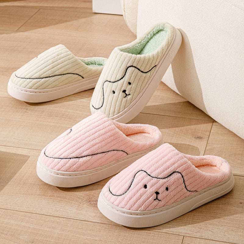 Cotton Slippers for Women in Autumn and Winter Cartoon Indoor Non-Slip Dormitory Home Warm Couple Plush Cotton Shoes for Men