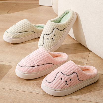 Cotton Slippers for Women in Autumn and Winter Cartoon Indoor Non-Slip Dormitory Home Warm Couple Plush Cotton Shoes for Men