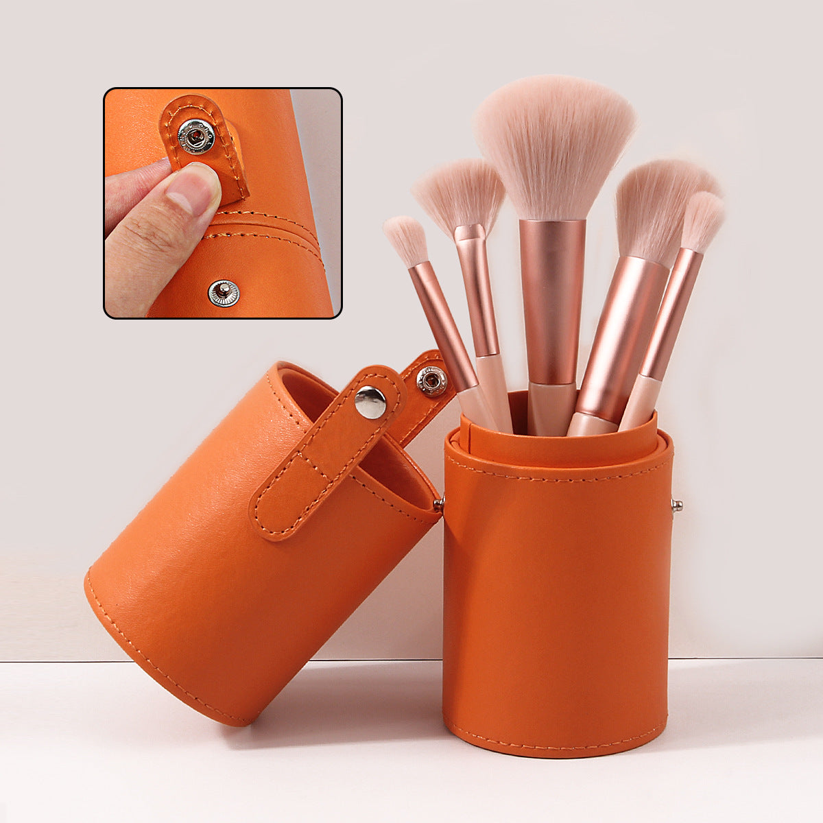 Cosmetic Brush Storage Case Large Capacity Cosmetic Desktop Pen Case Portable Multifunctional PU Leather Nail Art Eyebrow Pen Bucket