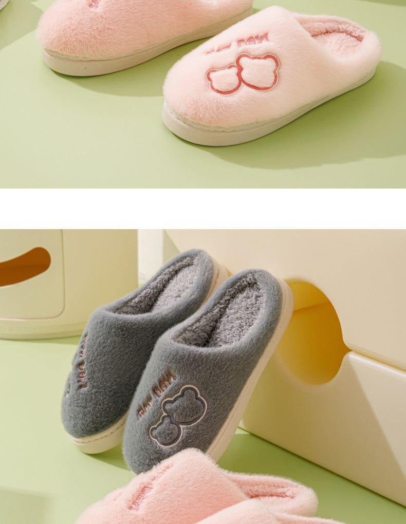 Cold-Proof Cotton Slippers for Women, Autumn and Winter Indoor Home Non-Slip Couple's Thick-Soled Furry Slippers for Men, Winter Home Use