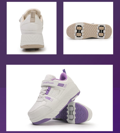 New heloo shoes two-wheel roller shoes children with wheels shoes girls skates student deformation shoes wholesale