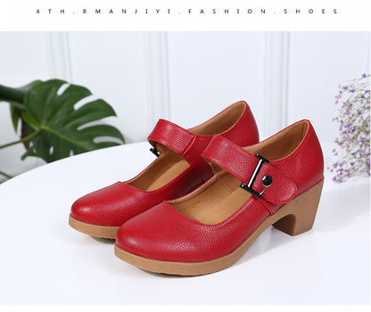 Factory direct sales dance shoes wholesale round head modern square dance shoes ladies mother shoes cross-border products 2025