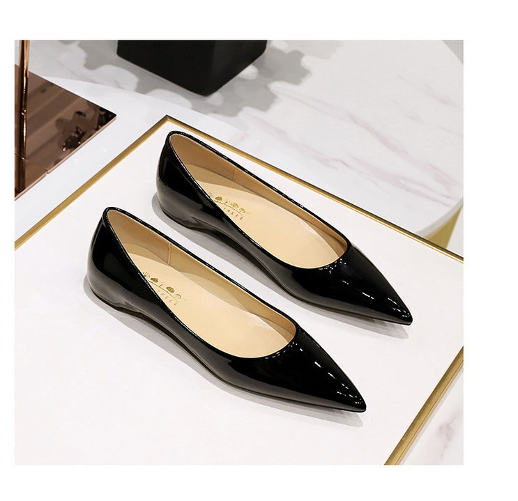 Patent Leather Women Flats Lady Sexy Evening Party Slip On Flat Shoes Women Sharp Pointed Low Heel Shoes Leisure Female Shoes