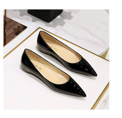 Patent Leather Women Flats Lady Sexy Evening Party Slip On Flat Shoes Women Sharp Pointed Low Heel Shoes Leisure Female Shoes