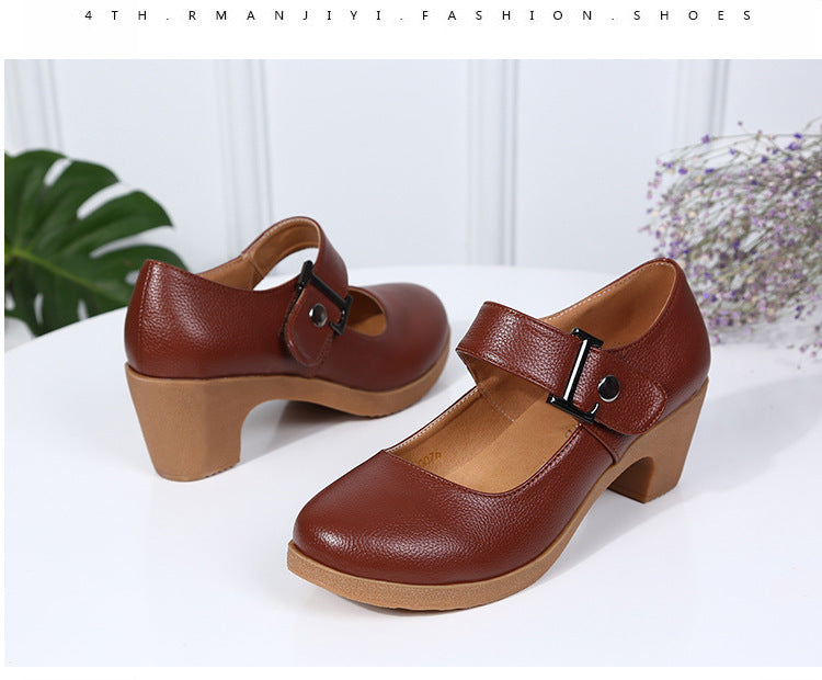 Factory direct sales dance shoes wholesale round head modern square dance shoes ladies mother shoes cross-border products 2025