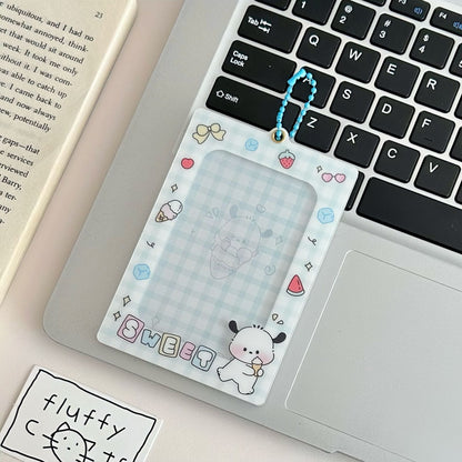 Original Cute puppy magnetic three-inch acrylic card holder brick desktop protective card Film card holder