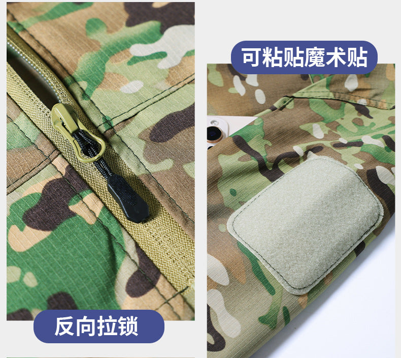 Outdoor Summer Camouflage Clothing suit Men's Wear-resistant Tear-resistant Multi-pocket Labor Protection Breathable Quick-drying Training Clothing Men's Tooling