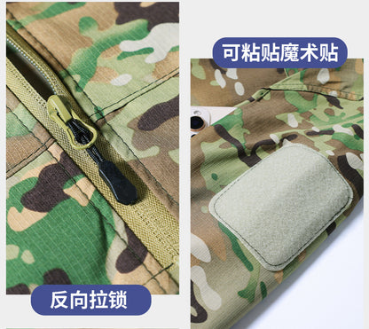 Outdoor Summer Camouflage Clothing suit Men's Wear-resistant Tear-resistant Multi-pocket Labor Protection Breathable Quick-drying Training Clothing Men's Tooling