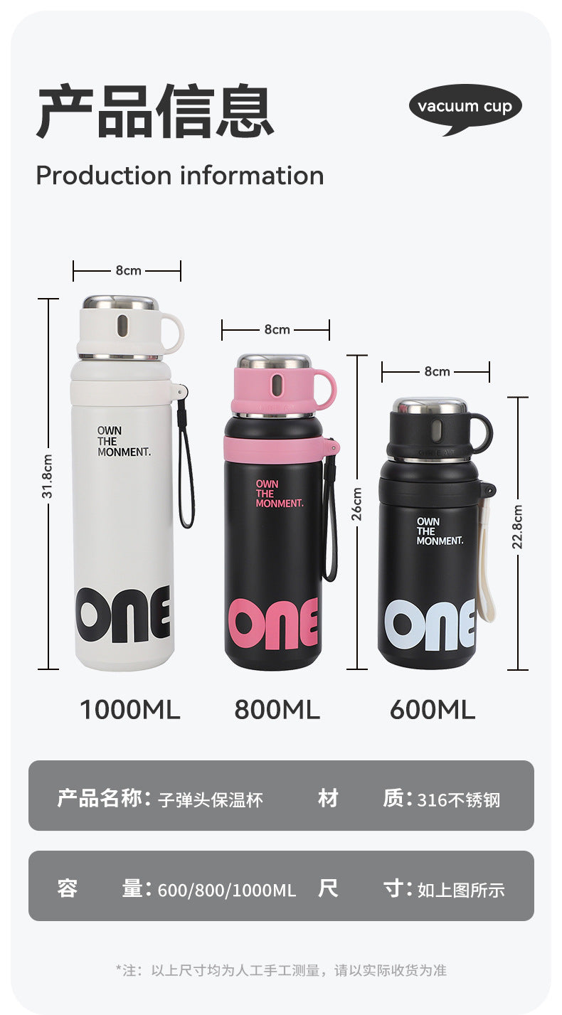 New Large-Capacity Straw Insulated Cup, Outdoor Portable Vacuum Double-Drink Cup, Household Double-Layer 316 Stainless Steel Water Cup