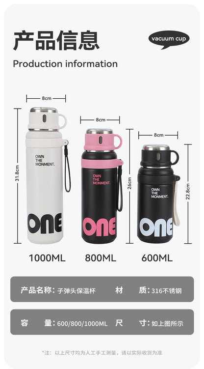 New Large-Capacity Straw Insulated Cup, Outdoor Portable Vacuum Double-Drink Cup, Household Double-Layer 316 Stainless Steel Water Cup