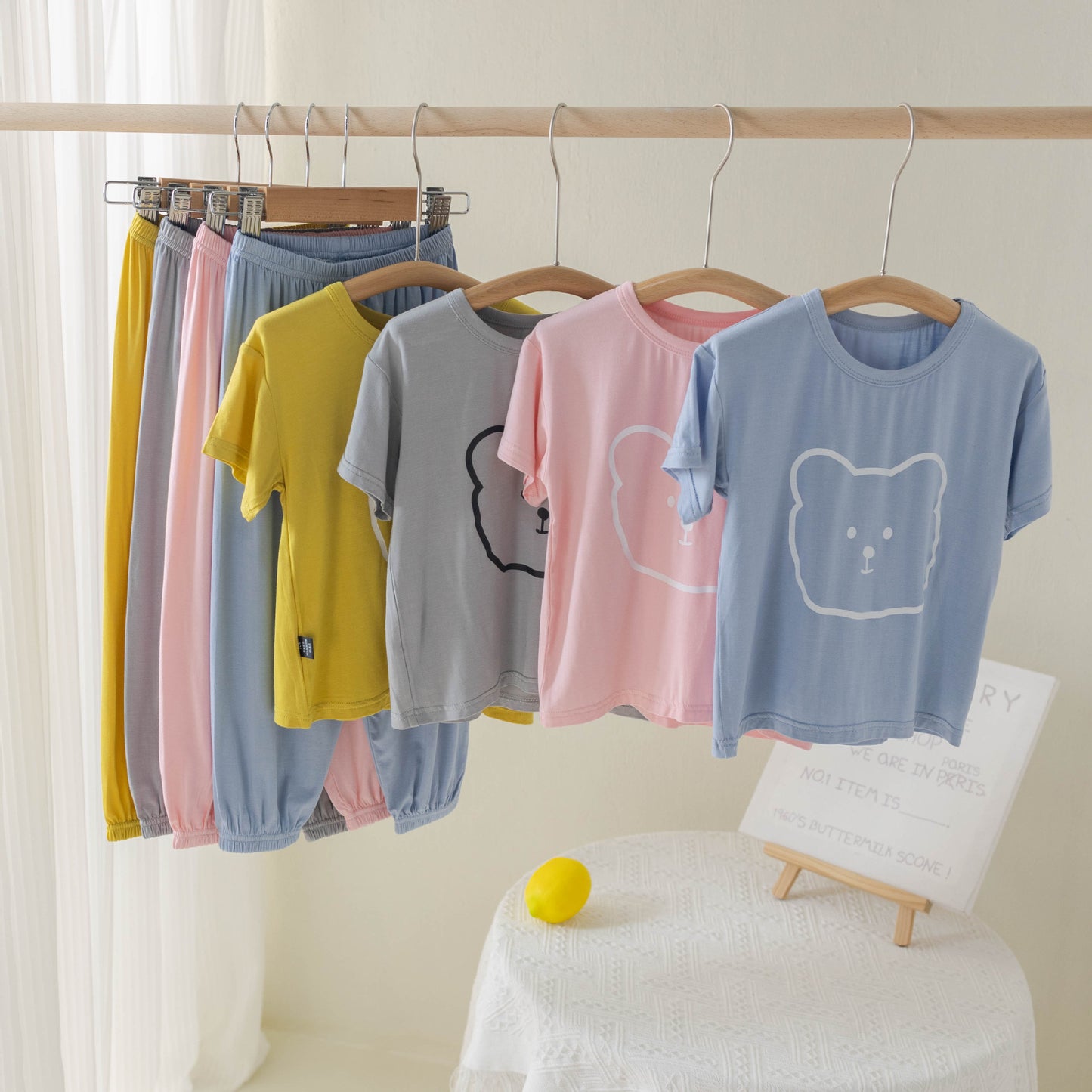 Children's Modal Pajamas Summer Thin Short-sleeved Trousers Ice Silk Middle-aged Boys and Girls Home Suit Summer