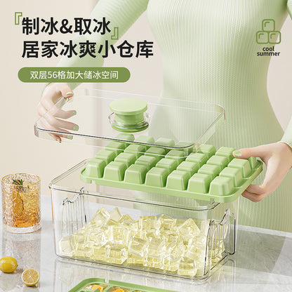 Cross-border pressing ice cube ice cube mould food grade pressing type household ice storage ice box with lid self-making ice box