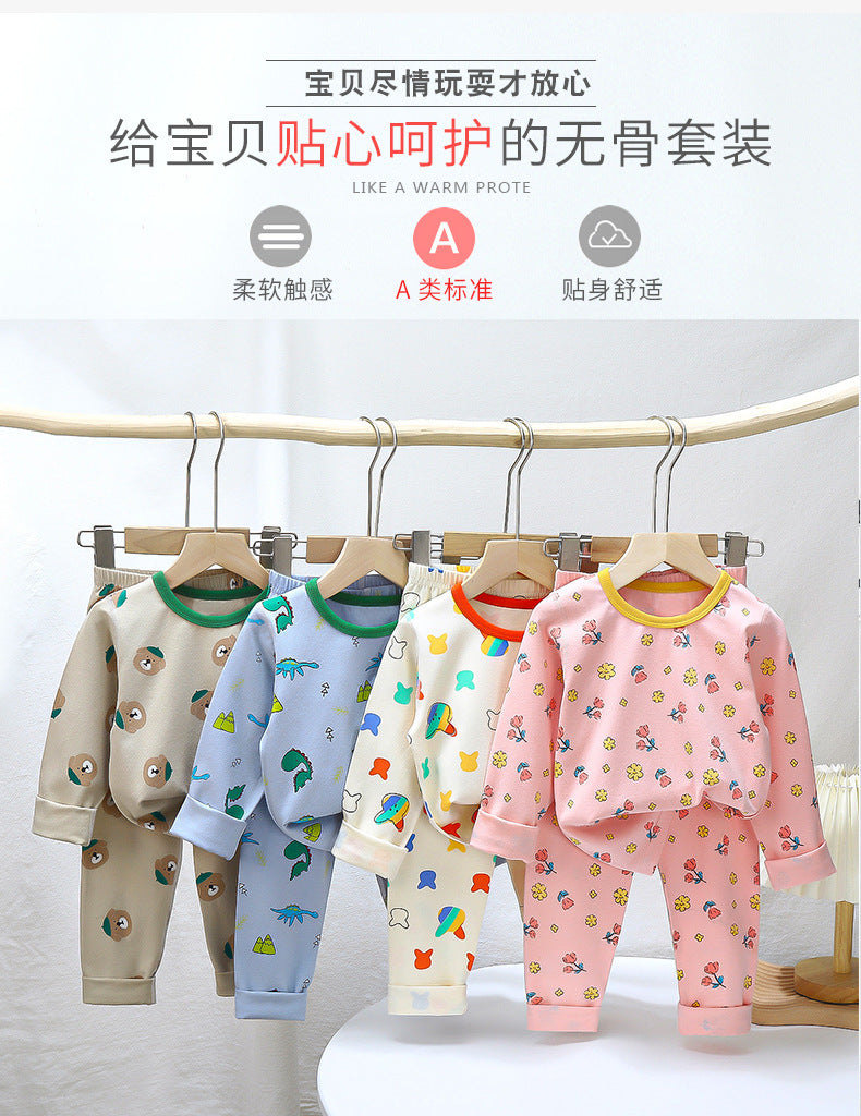 Children's Pajamas suit 2024 Autumn Baby Lycra Underwear Boys Home Clothes Girls Autumn Clothes Pants Children's Clothing Wholesale