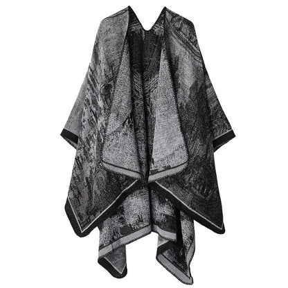Jiangnan Watertown Knitted Shawl High-end Ethnic Style Cloak Western Sichuan Yunnan Travel Wear Imitation Cashmere Cape Women