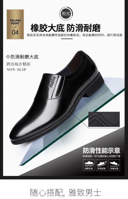 [100% full cowhide] leather shoes men's business formal wear men's leather shoes casual slip-on soft bottom work men's shoes