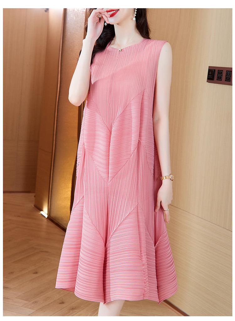 High-End Elegant Pleated Dress for Women, 2026 Summer New French Style Short-Sleeve Floral Dress