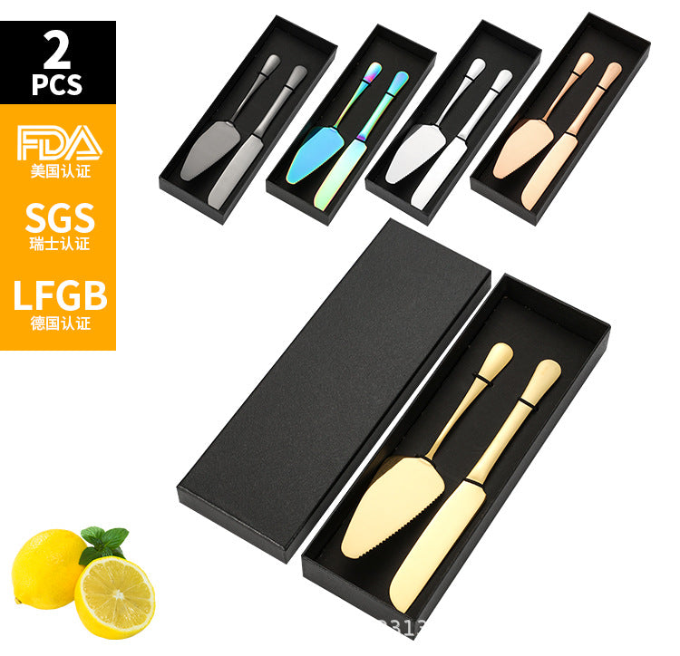 Cross-border Stainless Steel Cake Knife Shovel suit Kitchen Pizza Cutter Creative Baking Household Cream Shovel Knife Gift Box