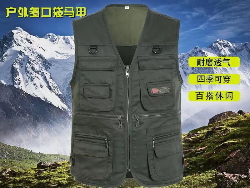 Cross-Border Outdoor Multi-Pocket Vest Men's Fishing Vest Photography Middle-Aged Men's Tops Work Clothes Middle-Aged and Elderly Dad Wear