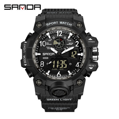 Sanda Hot-Selling Watch Korean Version Student Party Multi-Functional Waterproof Alarm Clock Electronic Watch Cool Dual Display Luminous Sports Watch by PDG ibma