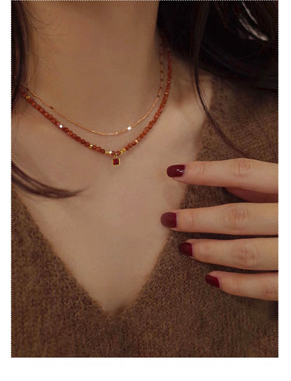 Natural Freshwater Pearl Necklace Imported Zircon Beaded Cutting High-grade Sense Exquisite All-match Love Pendant Necklace Women