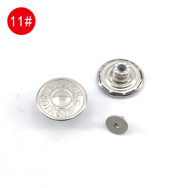 Wholesale In-Stock Waist-Cinching Button-Free Detachable Jeans Buttons, Eco-Friendly Buttons, Screw Metal I-Shaped Buckles