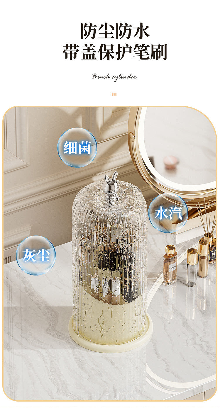 High-End Cosmetics Storage Box Rotating Makeup Brush Storage Tube Lipstick Dressing Table Desktop Eyebrow Pencil Comb Pen Holder