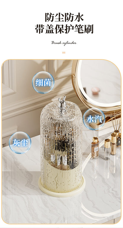 High-End Cosmetics Storage Box Rotating Makeup Brush Storage Tube Lipstick Dressing Table Desktop Eyebrow Pencil Comb Pen Holder