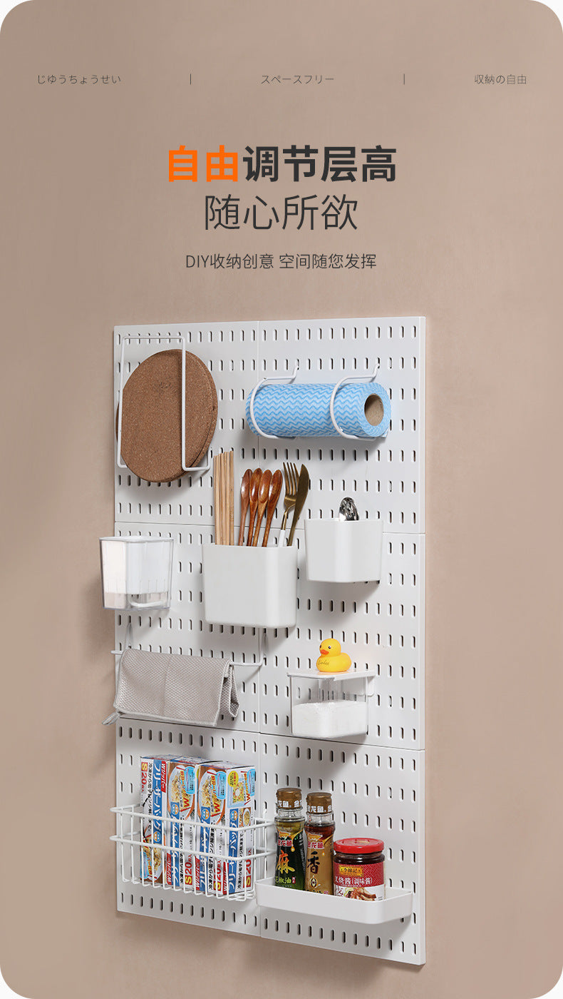 Desktop Perforated Board Storage Rack Organizer Office Partition Workstation Desk Stationery Organizer Shelf No Drilling Required