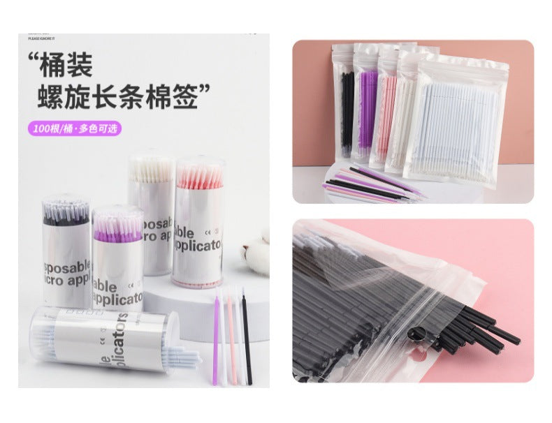New wholesale long head cotton swab eyelash tattoo nail cleaning cotton swab eyelash disposable long thread cotton swab