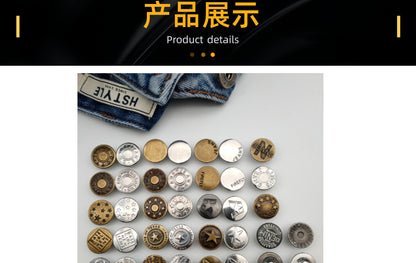 Wholesale In-Stock Waist-Cinching Button-Free Detachable Jeans Buttons, Eco-Friendly Buttons, Screw Metal I-Shaped Buckles