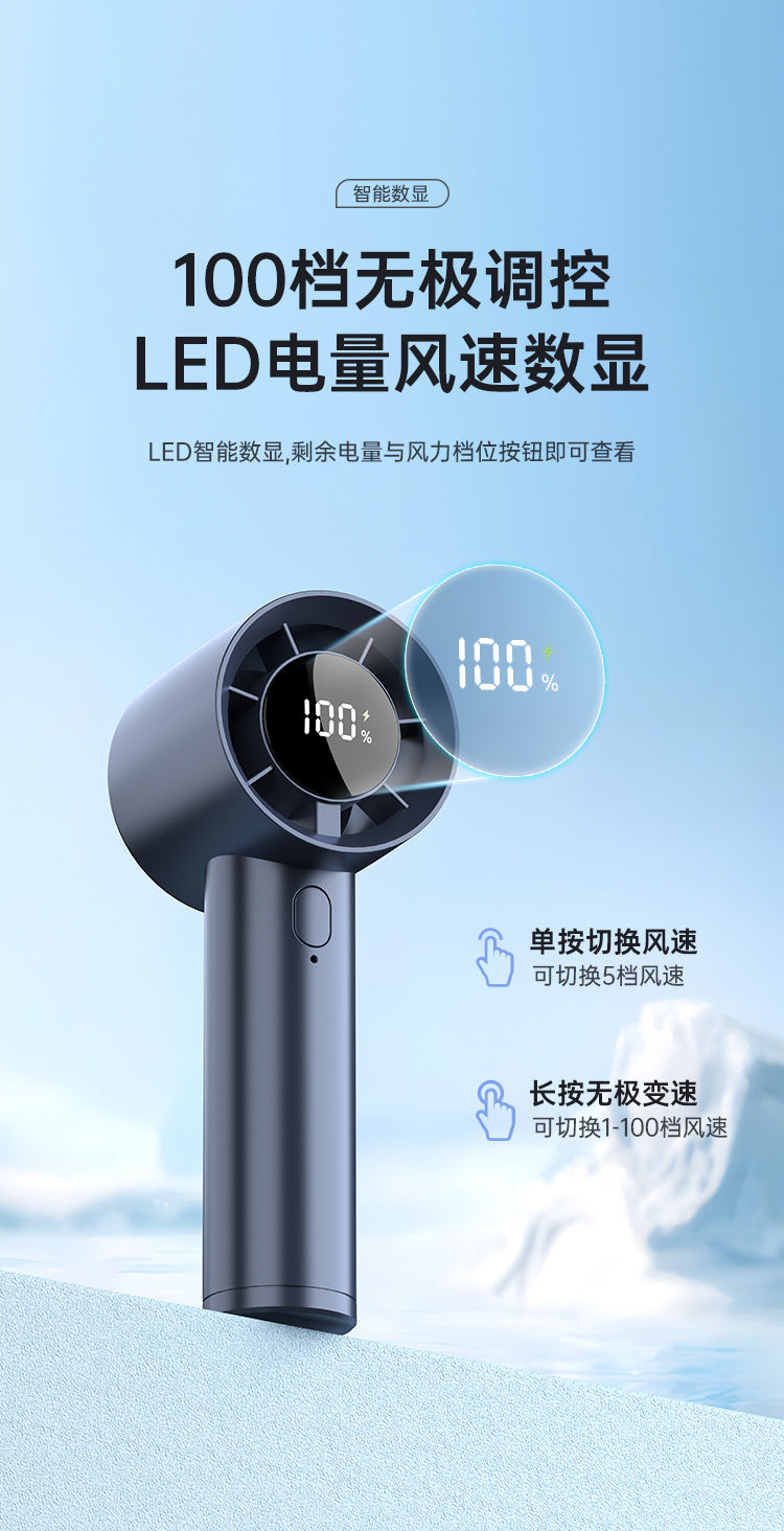 New Cross-Border High-Speed Small Fan Portable Student Desktop Fan Outdoor USB Digital Display Handheld Small Fan