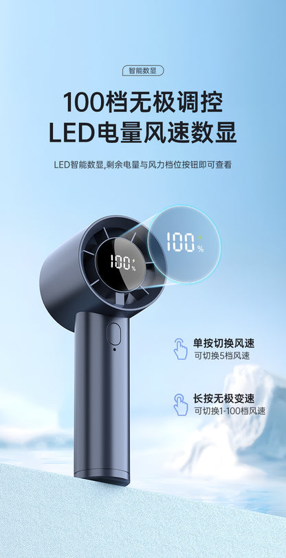 New Cross-Border High-Speed Small Fan Portable Student Desktop Fan Outdoor USB Digital Display Handheld Small Fan