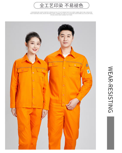 Pure cotton summer anti-static card pocket work clothes gas station filling station thin gas petrochemical long sleeve labor protection clothing