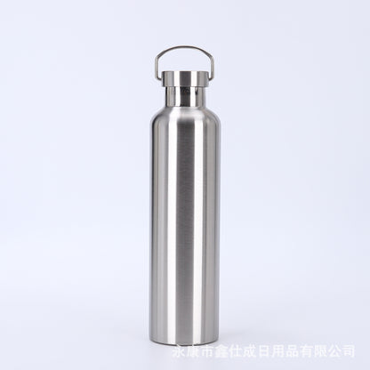 Cross-border factory direct sales 304 stainless steel American thermos portable single and double layer outdoor mountaineering water bottle