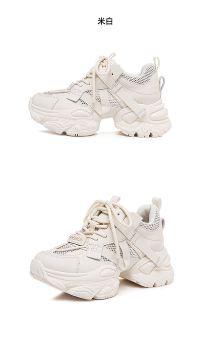 Thick-Soled Dad Shoes for Women 2025 Summer New Versatile Height-Increasing Breathable Mesh Sports Casual Shoes Platform Heel