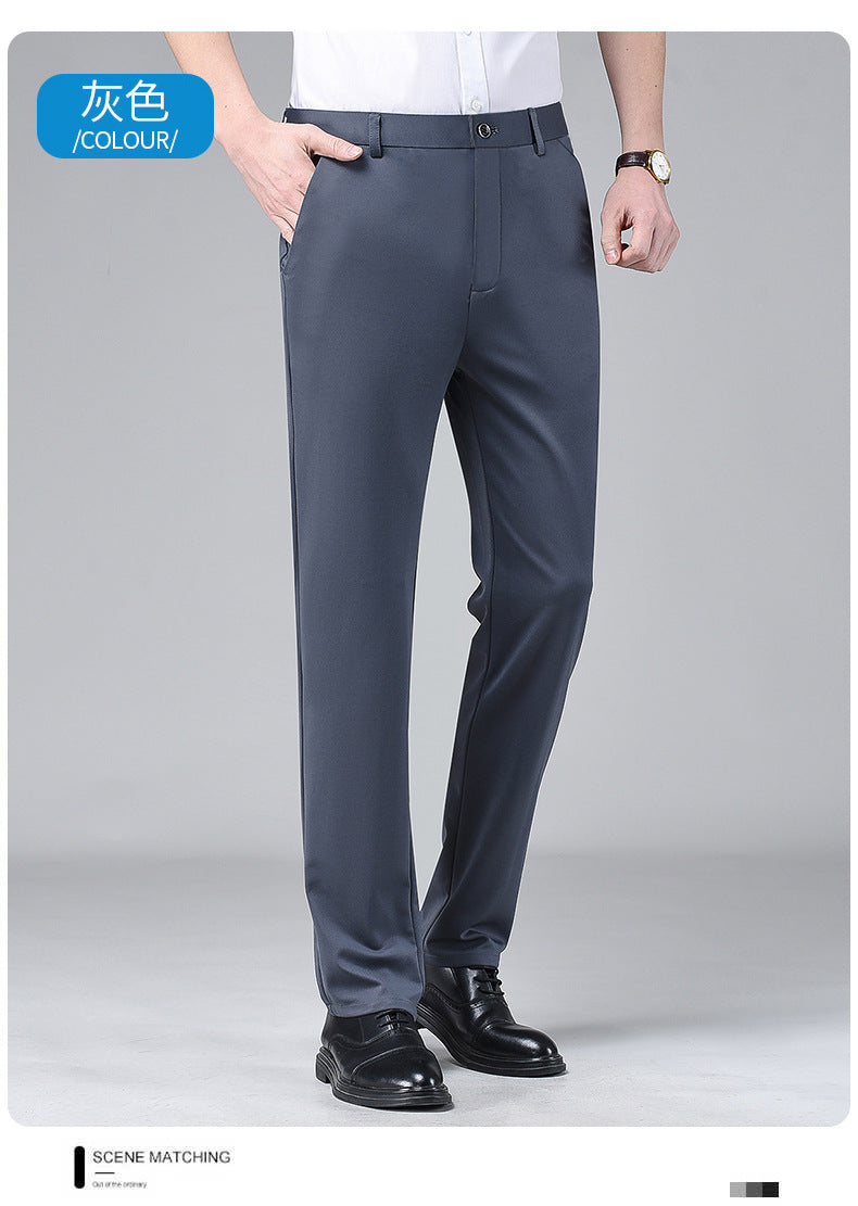 Live popular Tiger head summer thin men's casual pants men's straight business dad suit pants men's stretch long pants
