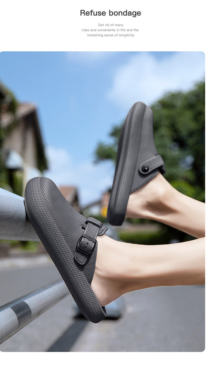 2025 Men's Closed-Toe Sandals Large Size Outdoor Non-Slip Thick-Soled Clogs Women's Half-Slip Couple's Same Style
