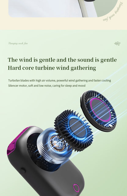 New Handheld Digital Display Small Fan Portable USB Lazy Electric Fan Outdoor Mini Waist Fan Hanging Neck Fan