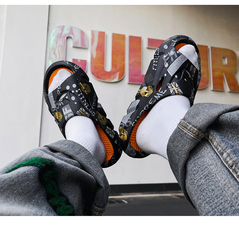 Coconut Slippers for Men to Wear Outside in Summer, Non-Slip Thick Soles for Stepping on Shit, Home Bathing, Men's Outdoor Sports Beach Sandals